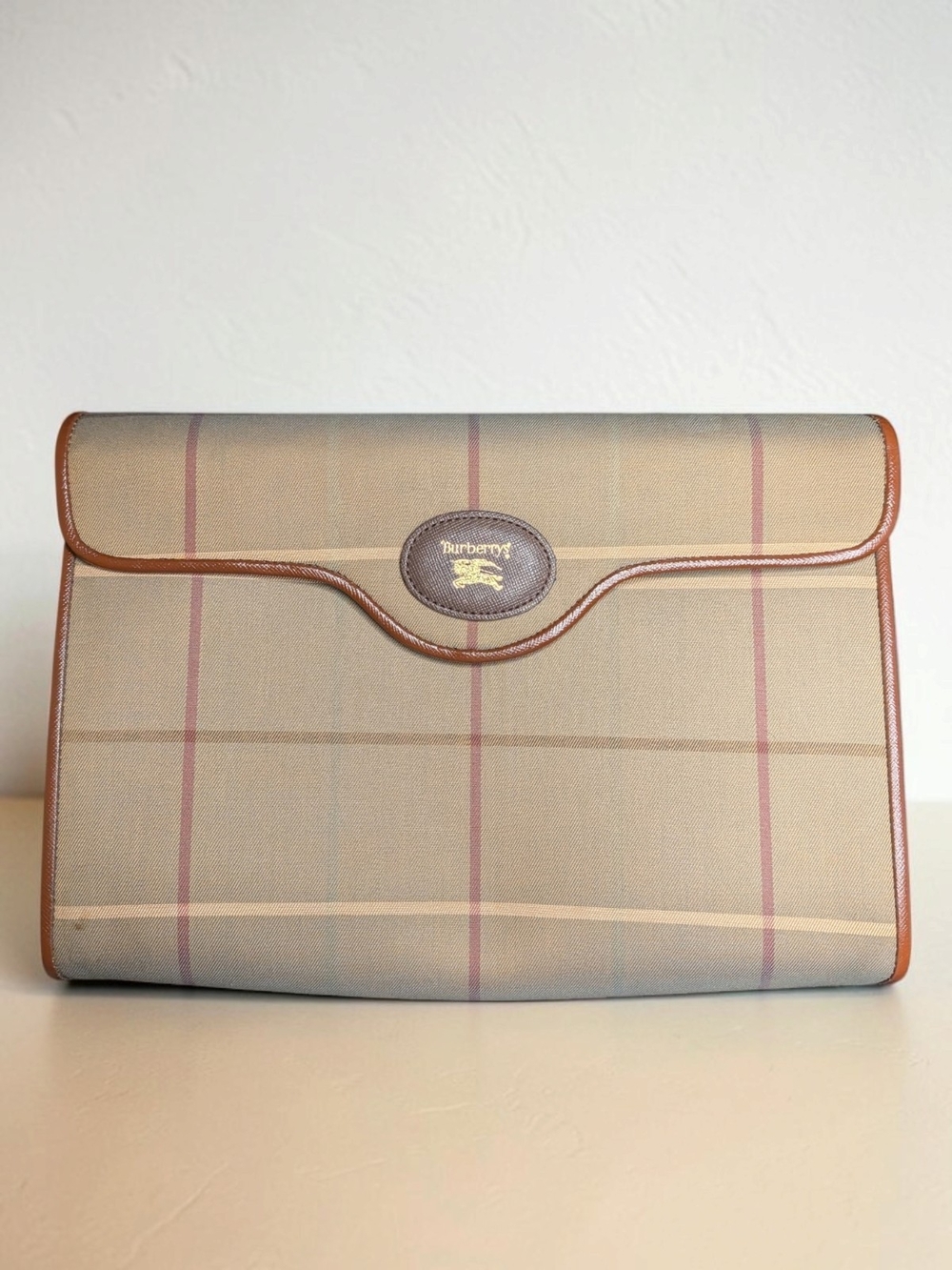 Vintage Burberrys Beige Nova Check Canvas Convertible Crossbody Clutch Bag